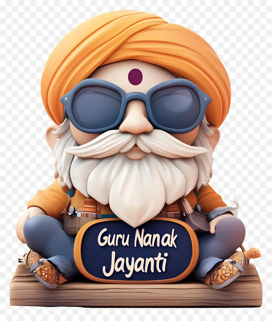 Guru Nanak Jayanti，Figura De Desenho Animado Com óculos De Sol PNG