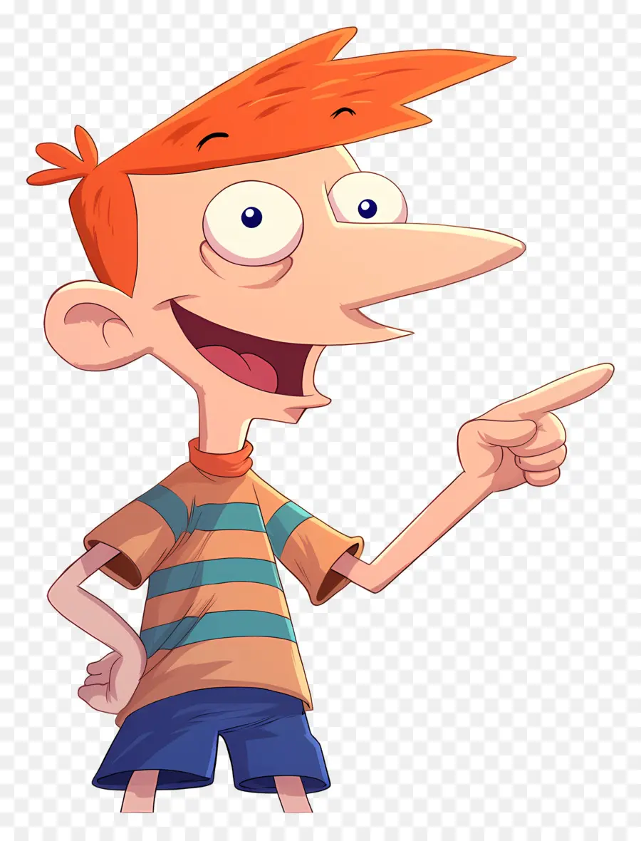 Phineas Flynn，Menino De Desenho Animado Com Cabelo Laranja PNG