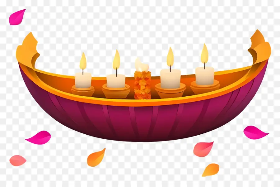 Karthika Purnima，Barco Decorativo Com Velas PNG