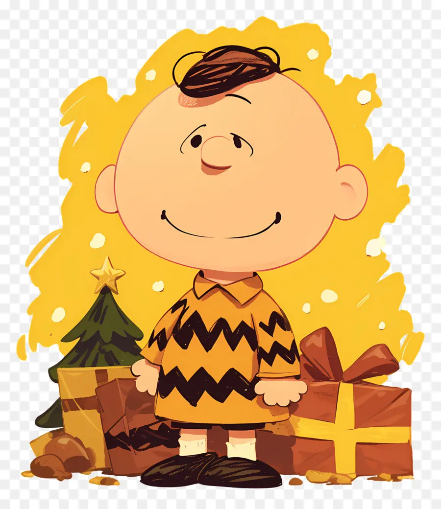 Charlie Brown，Menino De Desenho Animado Com Camisa Amarela PNG