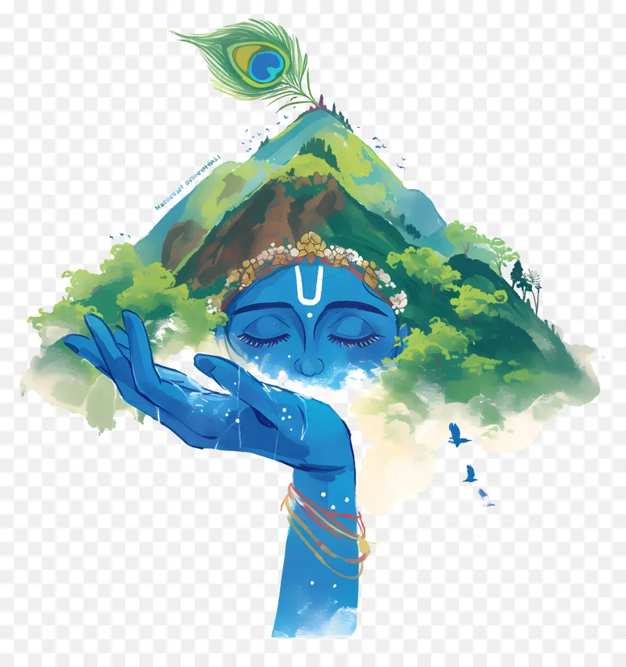 Mão Hindu，Mão Azul Com Rosto PNG