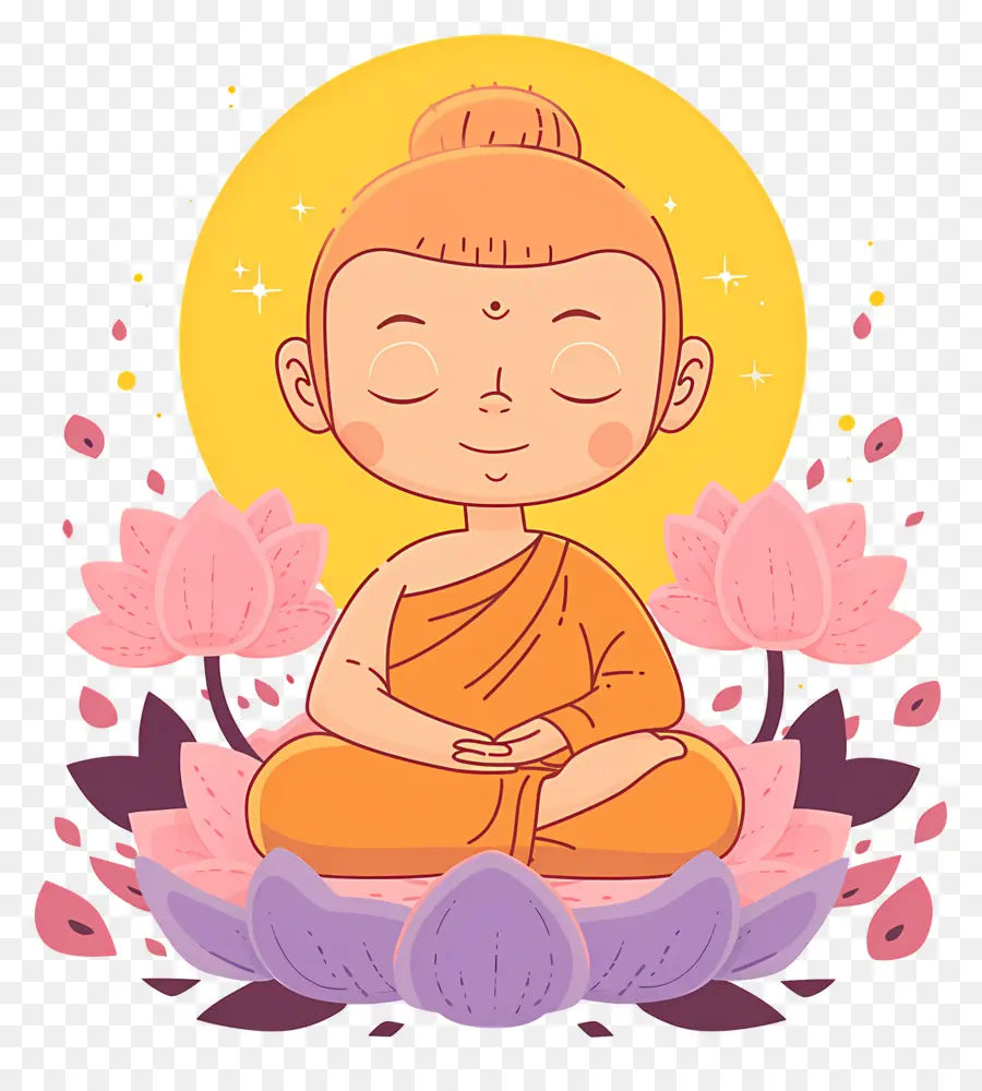 Buda，Meditando Monge Em Lótus PNG