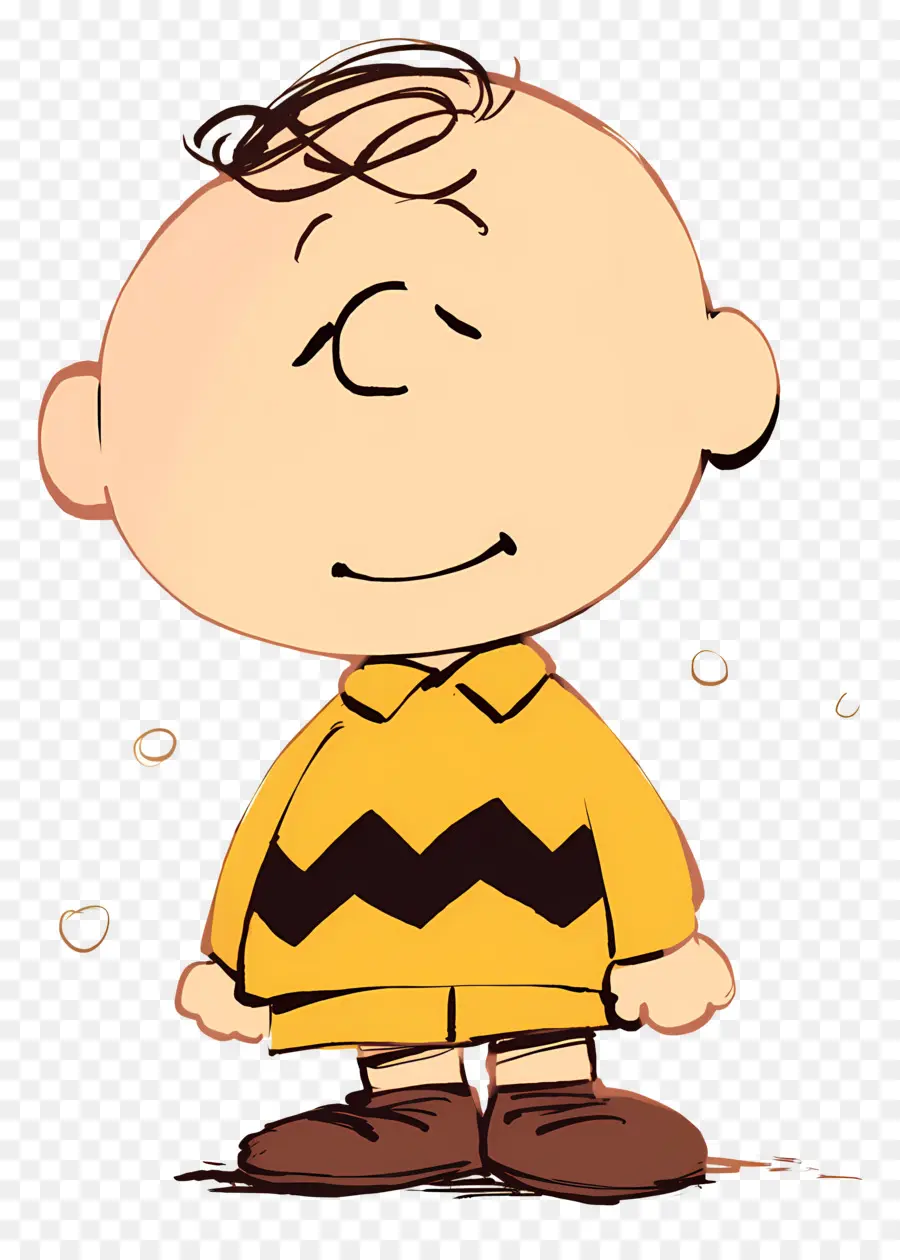 Charlie Brown，Menino De Desenho Animado Com Camisa Amarela PNG