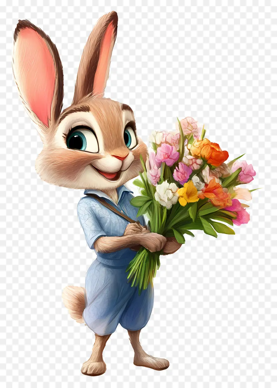 Judy Hopps，Coelho Com Flores PNG