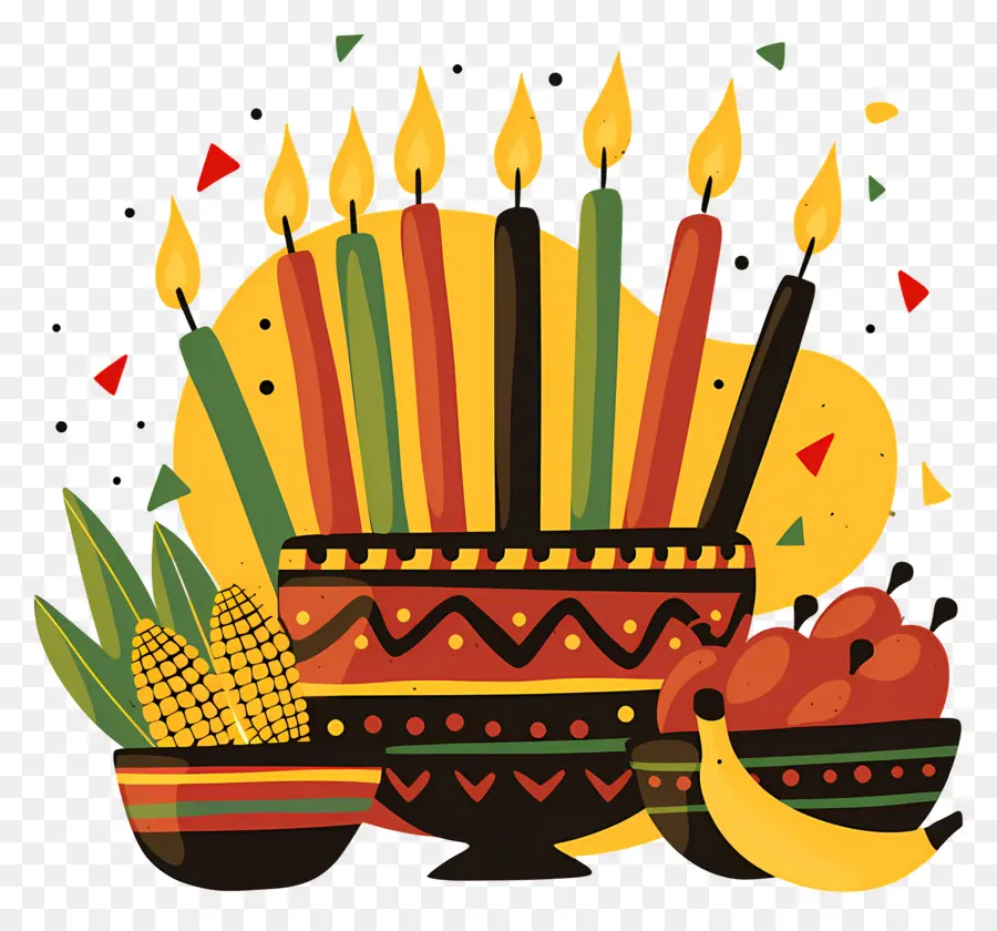 Feliz Kwanzaa，Velas Na Tigela PNG