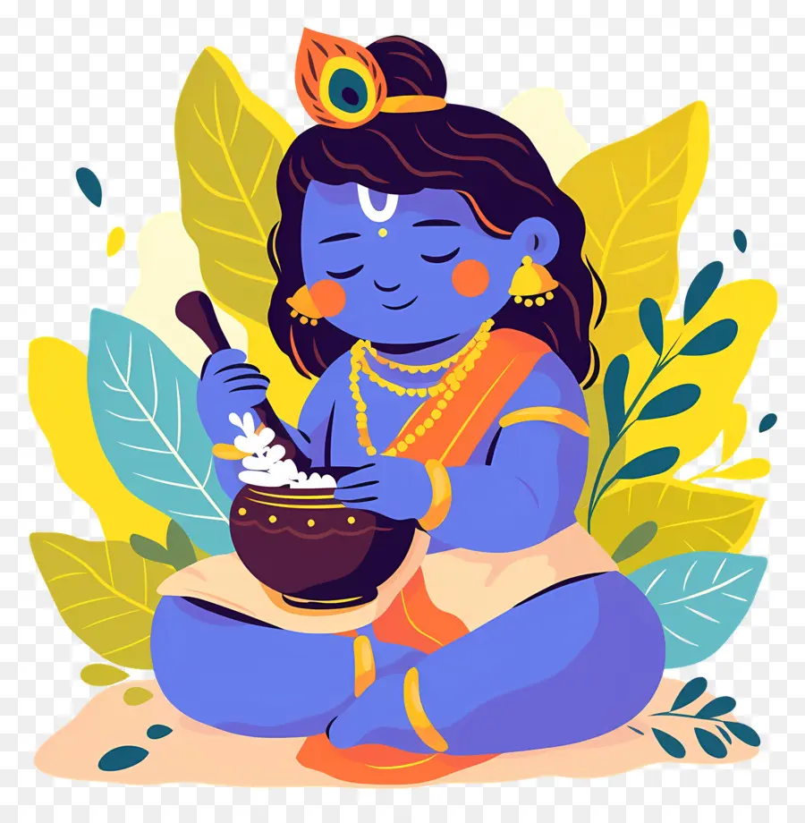 Bebê Krishna，Criança Azul Com Maconha PNG