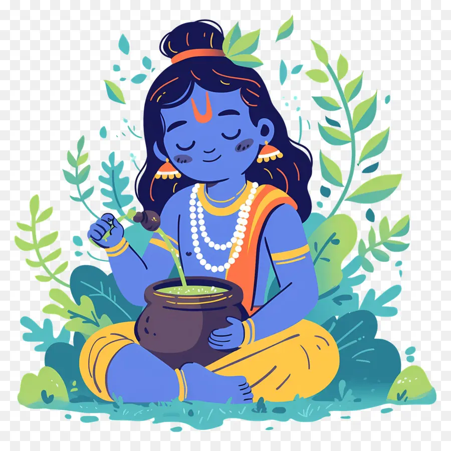 Bebê Krishna，Criança Azul Com Maconha PNG