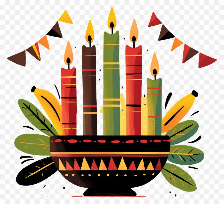 Feliz Kwanzaa，Velas Na Tigela PNG