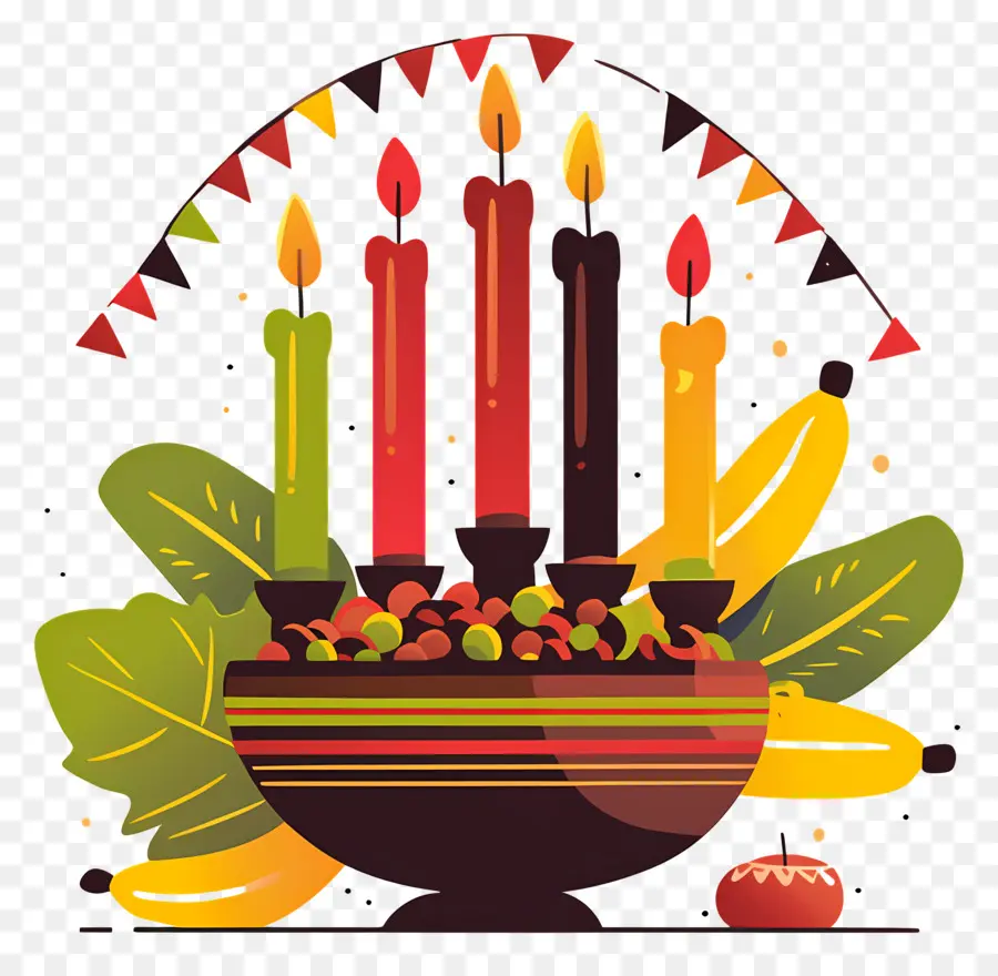 Feliz Kwanzaa，Velas Na Tigela PNG