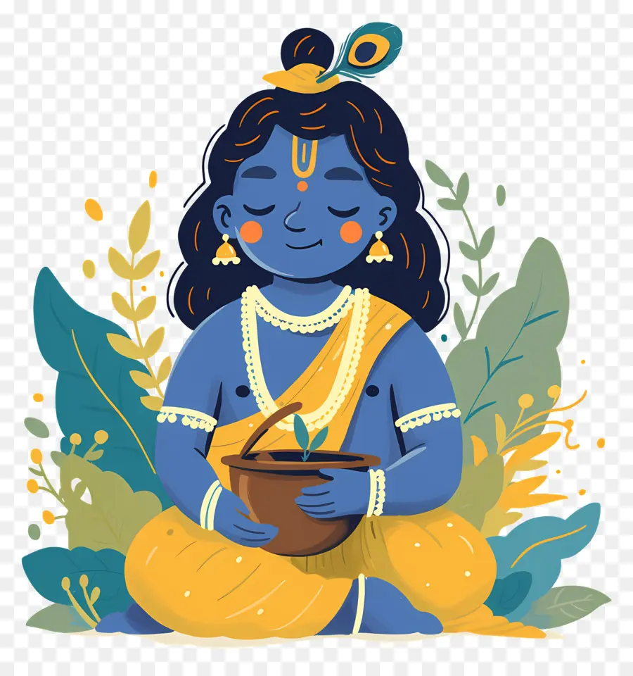 Bebê Krishna，Criança Azul Com Maconha PNG