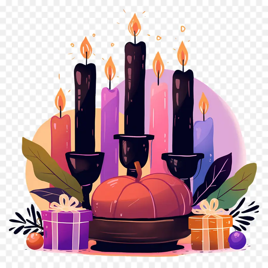 Feliz Kwanzaa，Velas Com Abóboras PNG