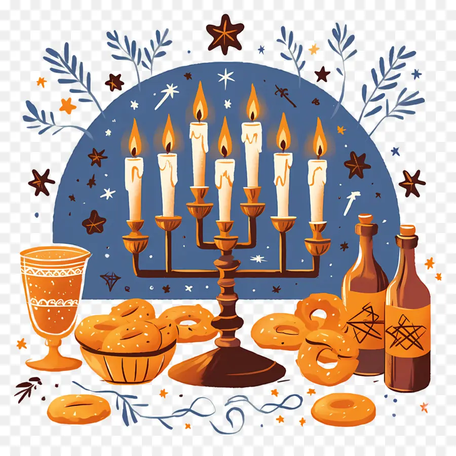 Hanucá，Menorá E Guloseimas De Hanukkah PNG