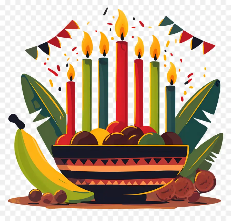 Feliz Kwanzaa，Velas Na Tigela PNG