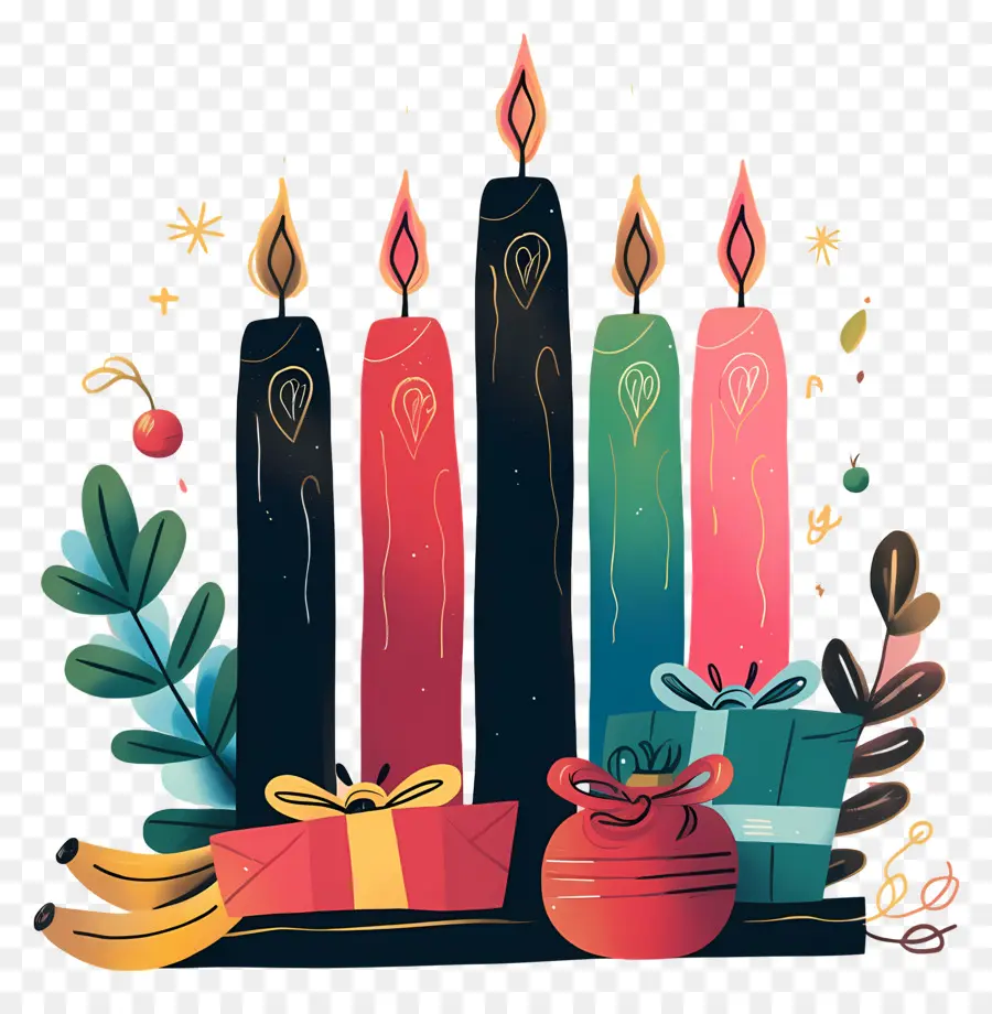 Feliz Kwanzaa，Velas Coloridas PNG