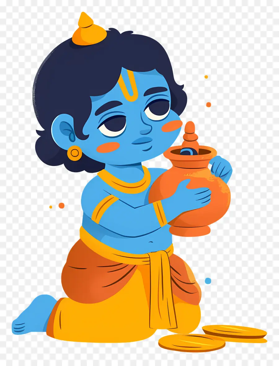 Bebê Krishna，Criança Azul Com Maconha PNG