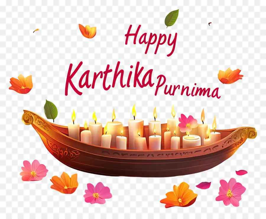 Karthika Purnima，Barco Decorativo Com Velas PNG