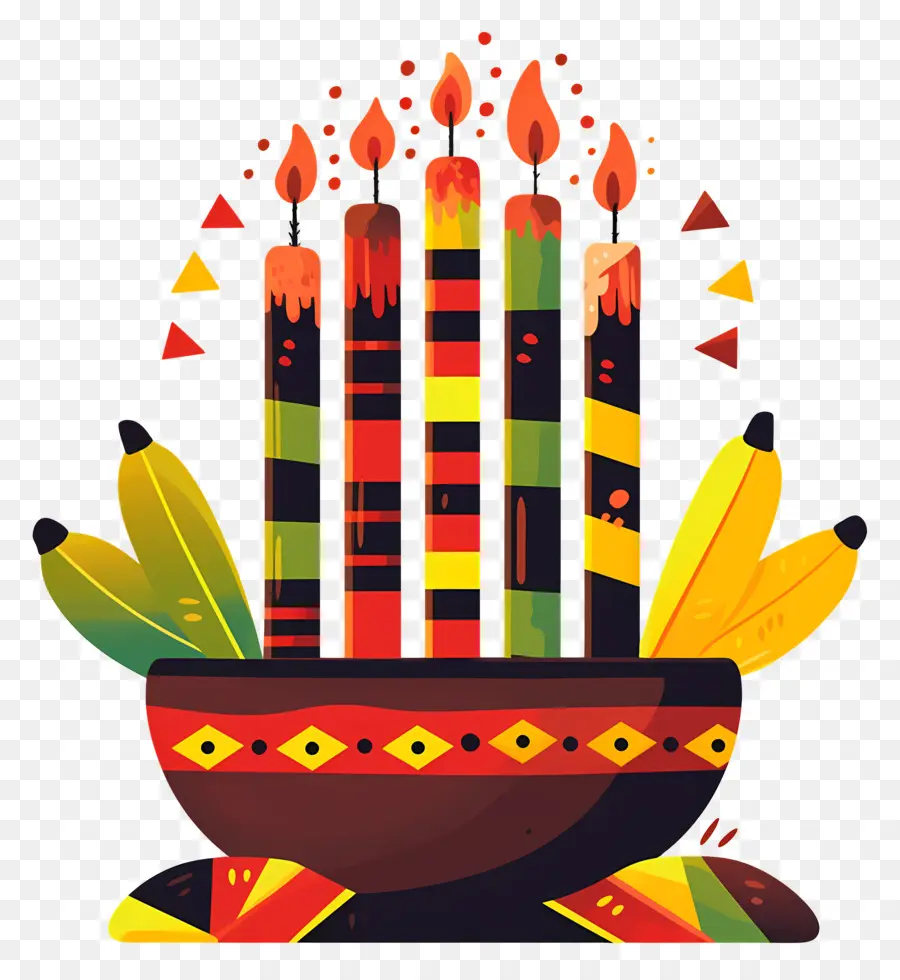 Feliz Kwanzaa，Velas Na Tigela PNG