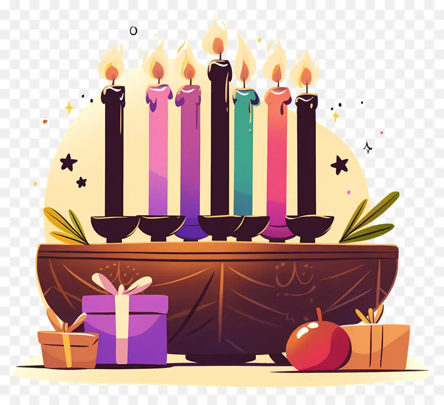 Feliz Kwanzaa，Velas Coloridas PNG