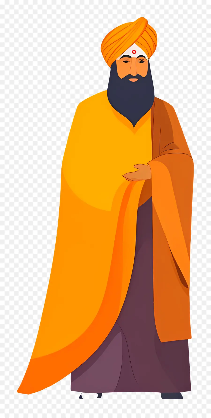 Guru Nanak Jayanti，Homem De Manto Laranja PNG