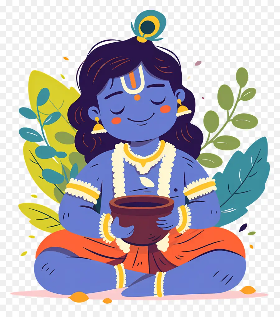 Bebê Krishna，Criança Azul Com Maconha PNG