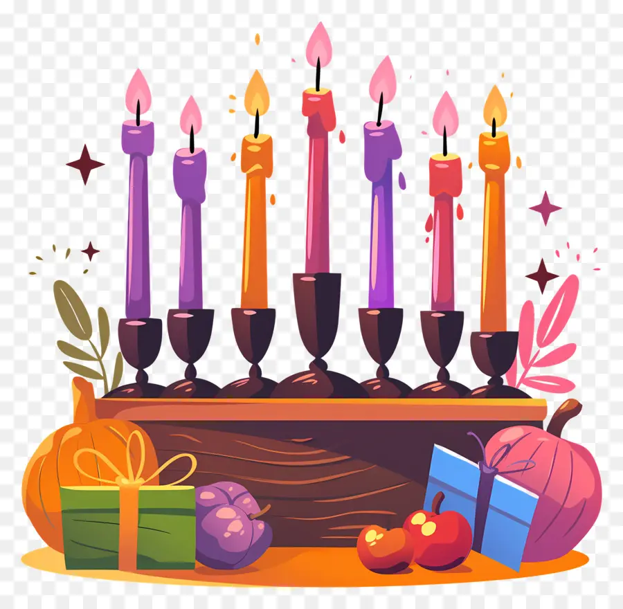 Feliz Kwanzaa，Velas Coloridas PNG