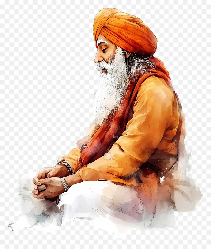 Guru Nanak Jayanti，Figura Espiritual Vista Lateral PNG