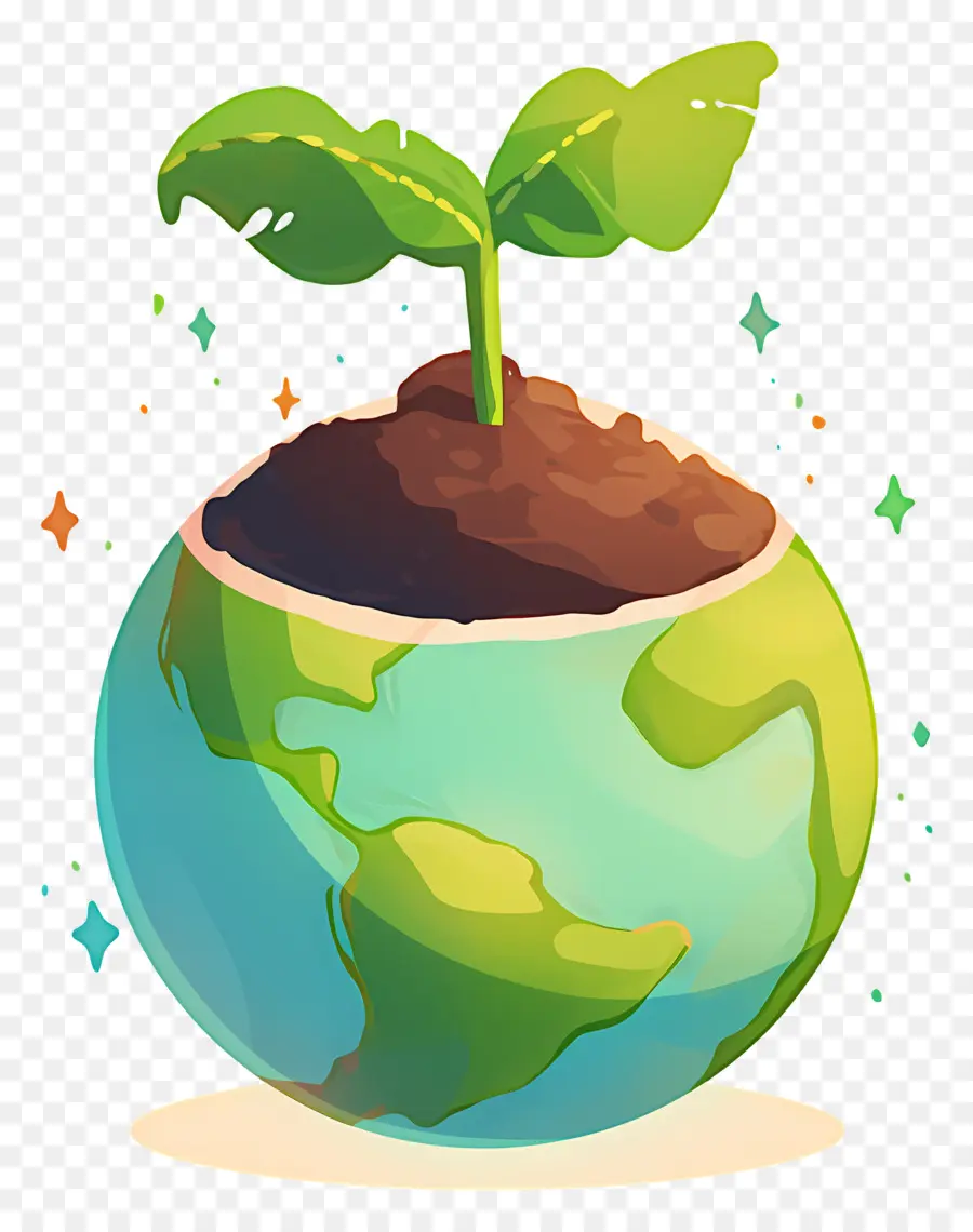 Planeta Verde，Terra Com Planta PNG