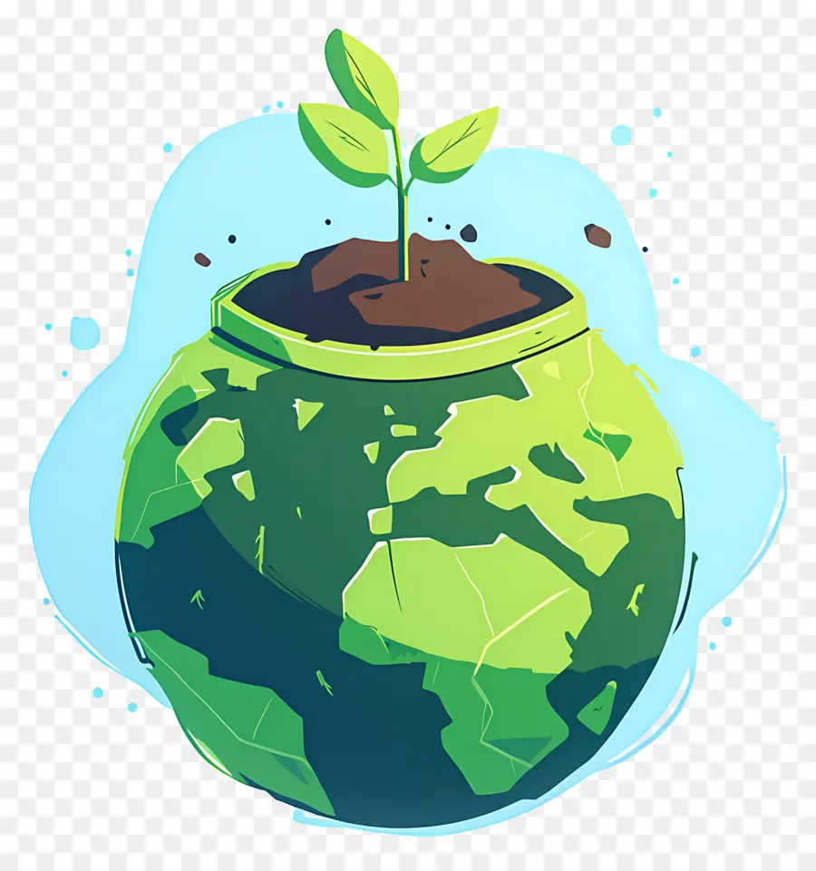 Planeta Verde，Terra Com Planta PNG