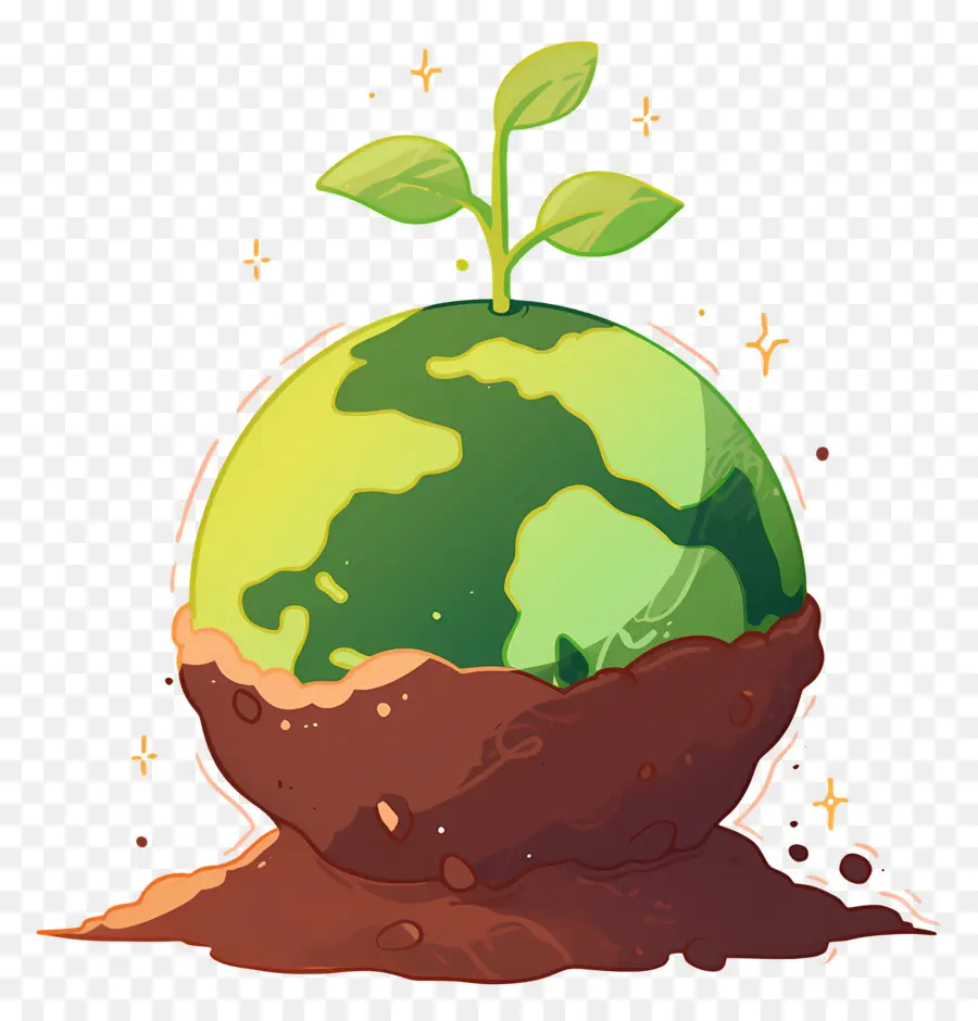 Planeta Verde，Terra Com Broto PNG