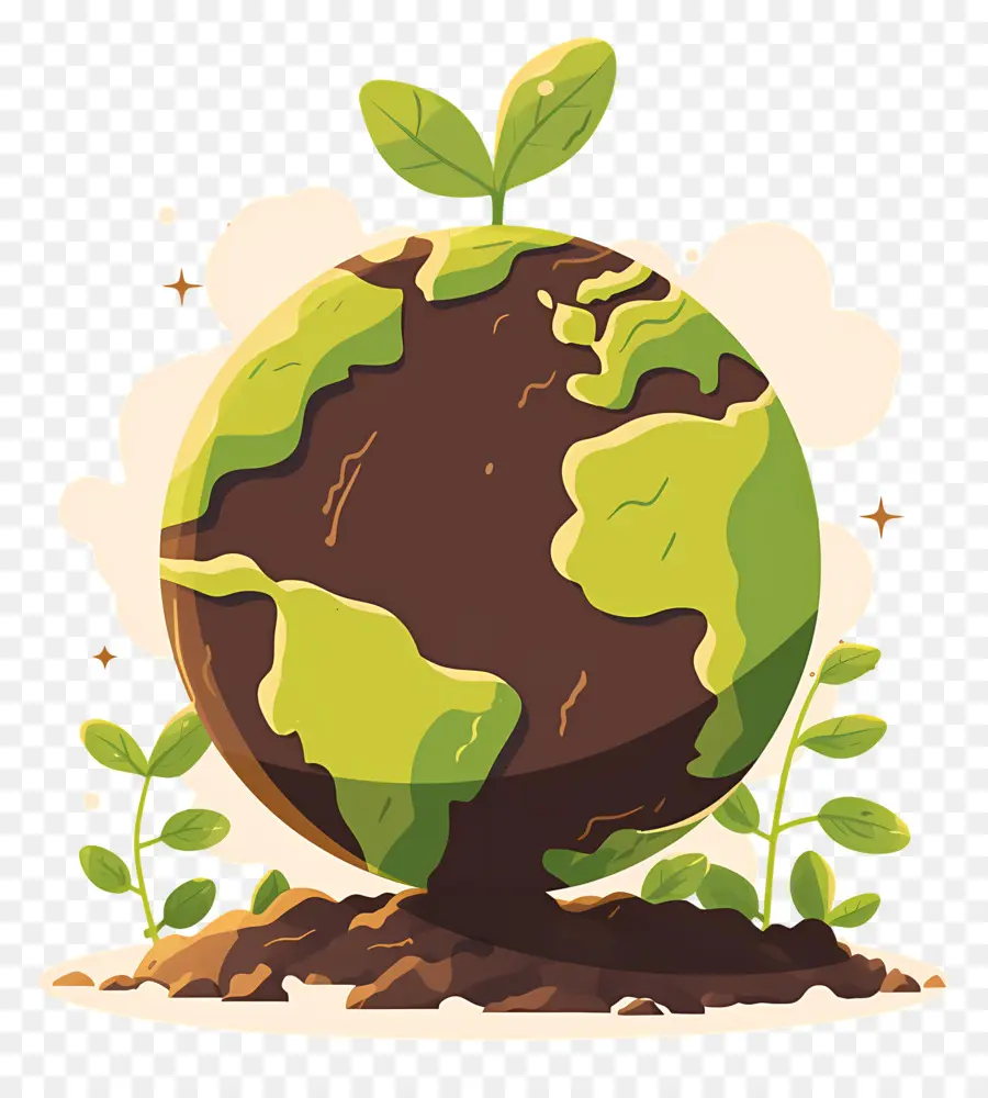 Planeta Verde，Terra Com Planta PNG