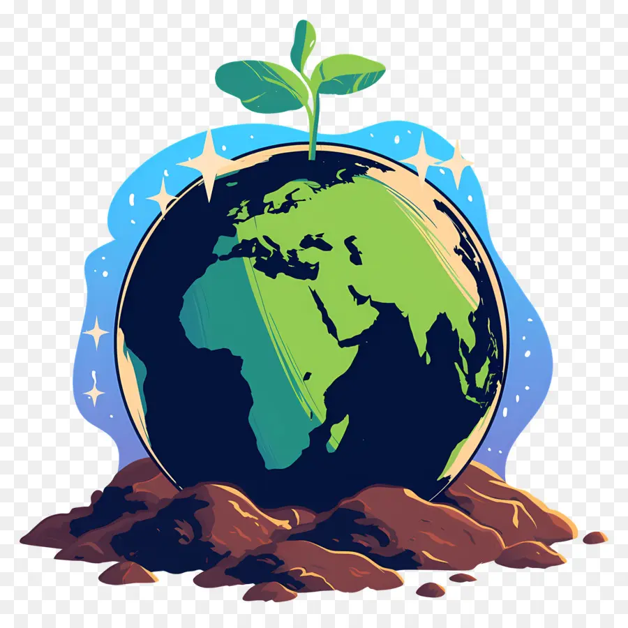 Planeta Verde，Terra Com Planta PNG