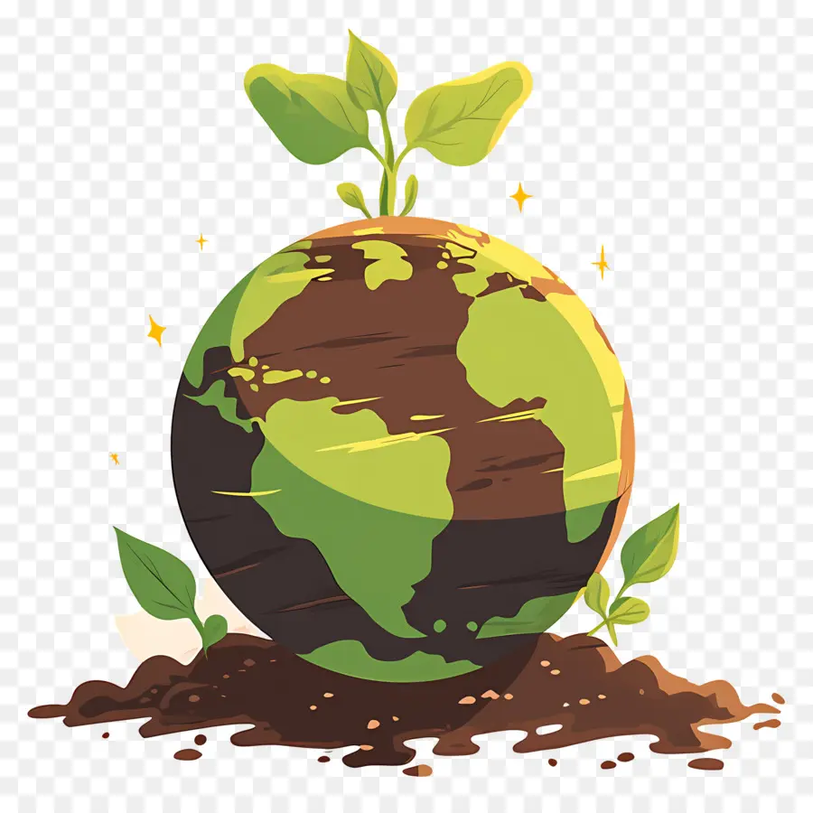 Planeta Verde，Terra Com Planta PNG