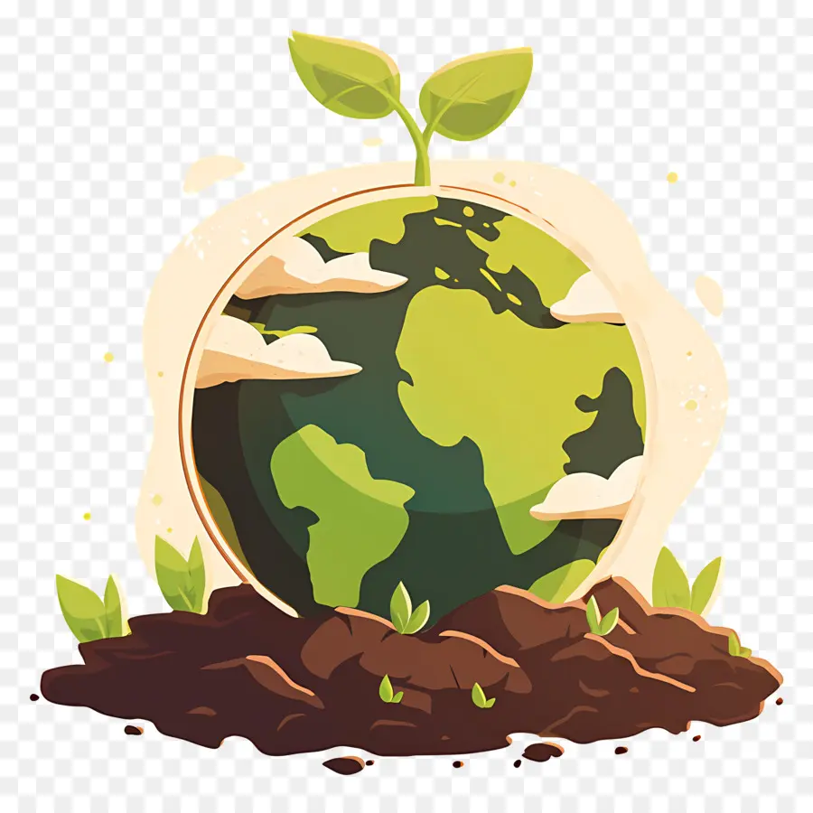 Planeta Verde，Terra Com Planta PNG