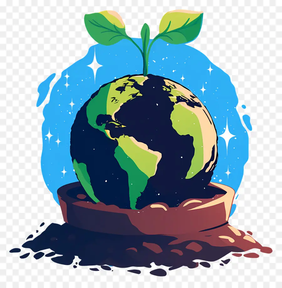 Planeta Verde，Terra Com Planta PNG