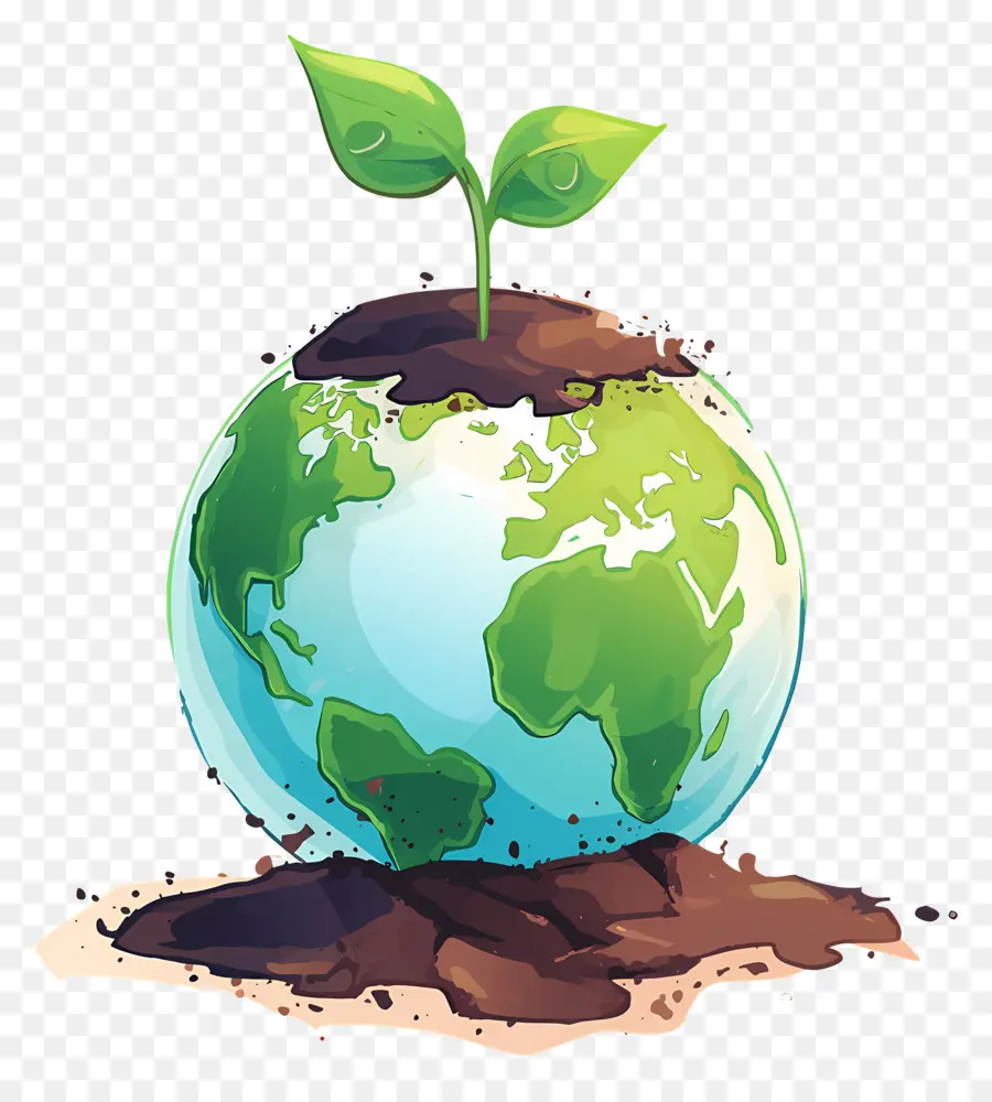 Planeta Verde，Terra Com Planta PNG