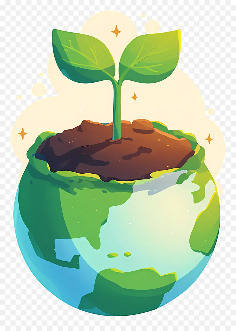 Planeta Verde，Terra Com Planta PNG