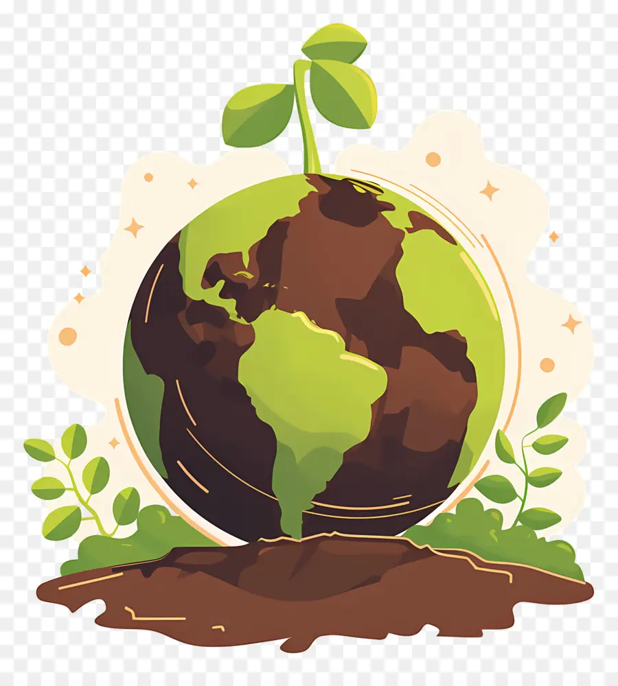 Planeta Verde，Terra Com Planta PNG