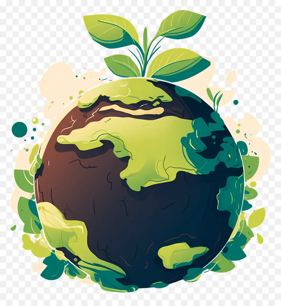 Planeta Verde，Terra Com Planta PNG