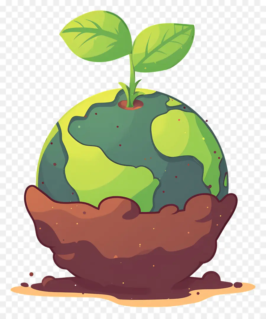 Planeta Verde，Terra Com Planta PNG