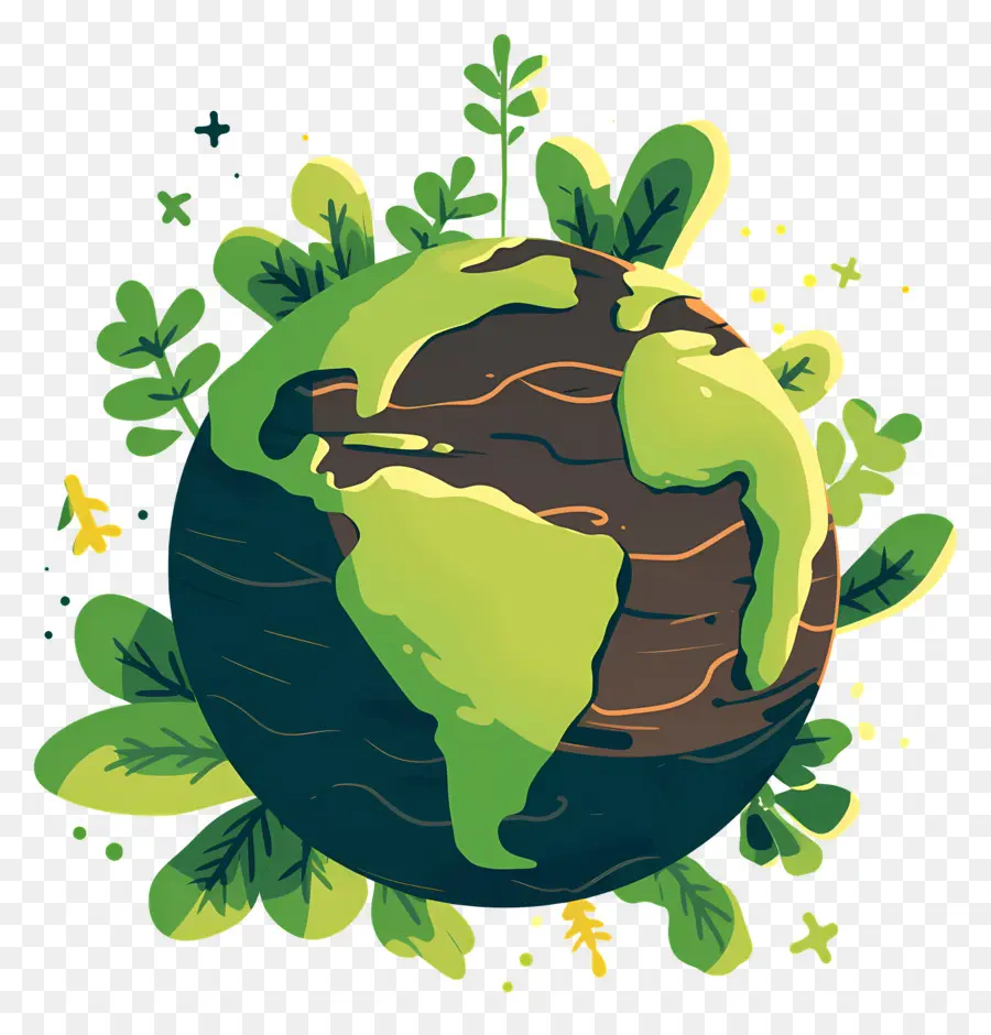 Planeta Verde，Terra Com Planta PNG