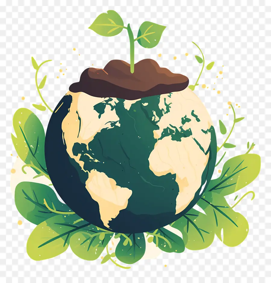 Planeta Verde，Terra Com Planta PNG