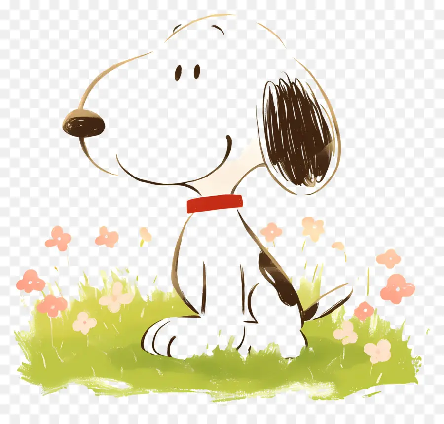 Primavera Snoopy，Desenho De Cachorro Sentado PNG