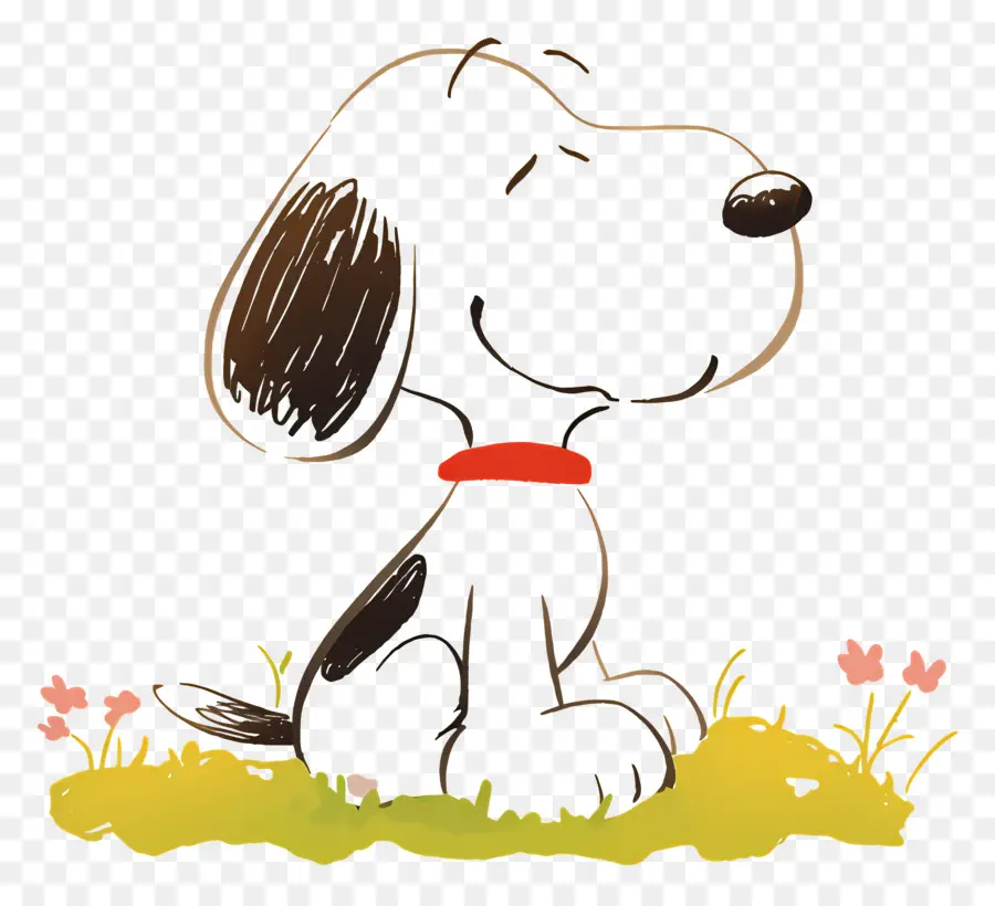 Primavera Snoopy，Desenho De Cachorro Sentado PNG