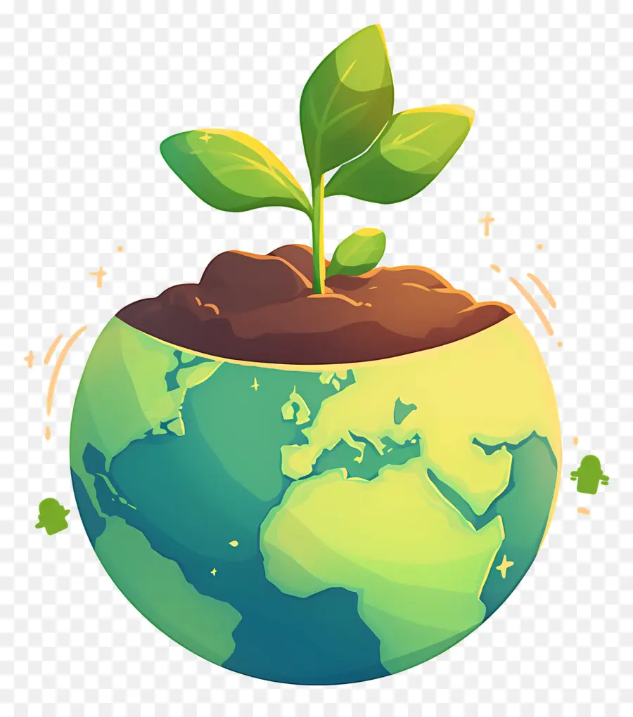 Planeta Verde，Terra Com Planta PNG