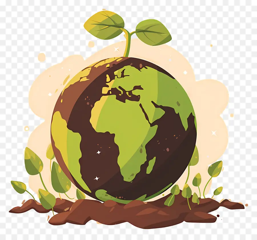 Planeta Verde，Terra Com Planta PNG