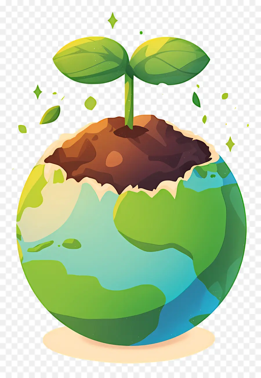 Planeta Verde，Terra Com Planta PNG