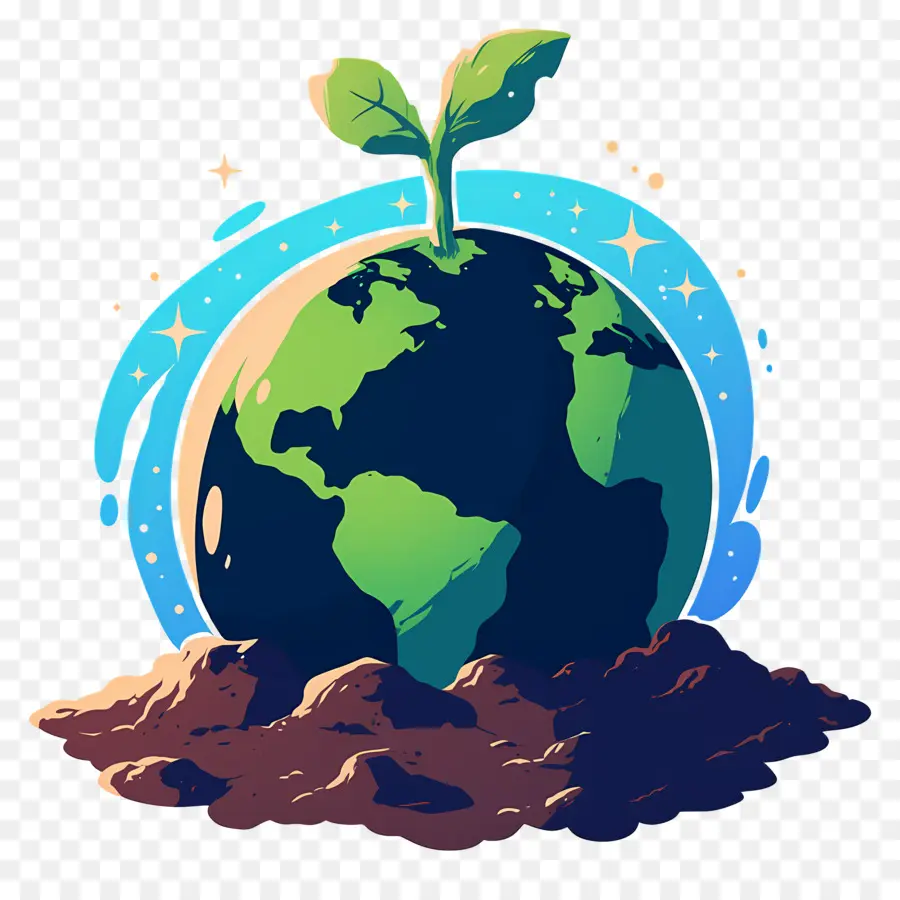 Planeta Verde，Terra Com Planta PNG