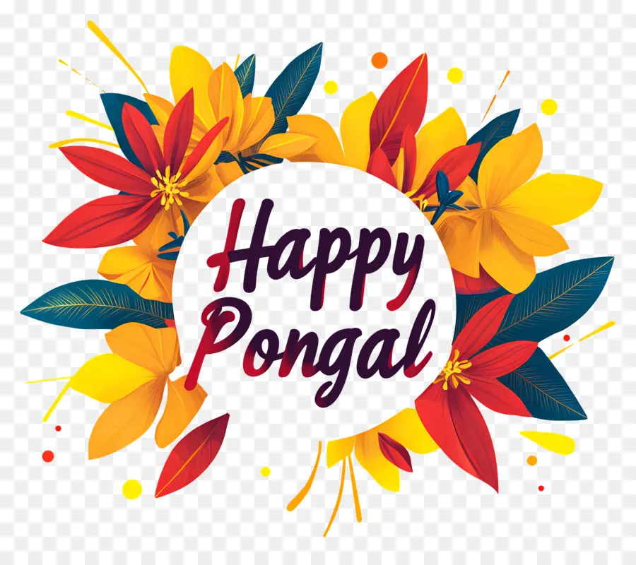 Feliz Pongal，Guirlanda Floral PNG