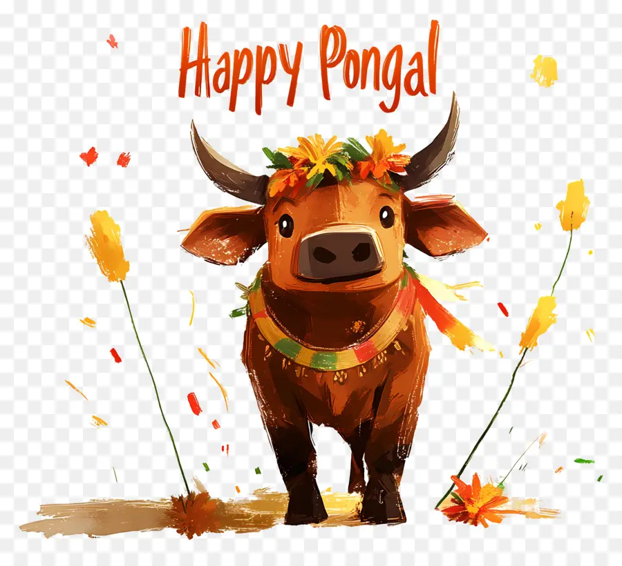 Feliz Pongal，Touro Decorado PNG