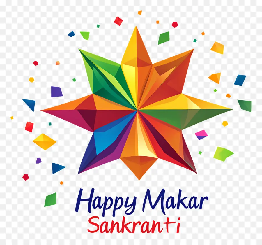 Feliz Makar Sankranti，Estrela Colorida PNG